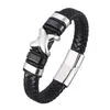 Trendiger Stil Lederarmband Männer Schwarz Geflochtene Armbänder Männlicher Schmuck Party Geschenk Edelstahl Magnetverschluss Armreifen BB0963 Ch323l