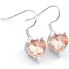 LuckyShine Morganite Heart Shaped Earrings Women Gift Smycken 925 Silver Crystal Zircon Smyckekrokörhängen 270T
