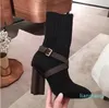 Chaussures à talons de styliste pour femme, bottines en tissu, chaussettes de qualité supérieure, bottes d'hiver imprimées de fleurs, chaussures de fête de mariage