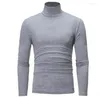 Herren T-Shirts Herren Mock Neck Basic Bluse Winter Thermo T-Shirt Einfarbig Kleidung Pullover Langarm Top Warm Bequem Rollkragenpullover