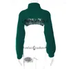 Kvinnors tröjor 2023 Tidig Autumn Turtleneck Croped Sweater Street Hipster Trendy Pullover Casual Open Back Women Full Sleeve Slim Sexy Sexy