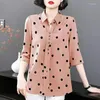 Blouses Femmes Grande Taille 9XL Mode Femmes Vêtements Chemise En Mousseline De Soie Été Surdimensionné Femelle Polka Dot Lâche Bureau Casual Polyvalent Pulover