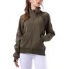 Aktiv shorts Varm vadderad höst och vinter Yoga Wear Jacket Kvinnors Sports Zipper Top Loose Long Sleeped Fitness Clothing