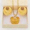 Necklace Earrings Set Gold Color Earring Pendant For Women Dubai Luxury Copper Jewelry Wedding Banquet With Gift Box Daily Wear