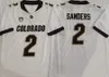 Homens faculdade Colorado Buffaloes jersey branco preto 2 Shedeur Sanders desgaste de futebol americano universidade tamanho adulto camisas costuradas ordem misturada