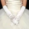 Fünf-Finger-Handschuhe für Damen, Abendparty, Hochzeit, formell, einfarbig, Satin, lange Fingerhandschuhe für Veranstaltungen, Aktivitäten, Rot, Weiß2873