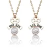 2 pièces ensemble amour coeur collier mode BIG SIS LIL SIS perle pendentif famille colliers pour femmes BBF cadeaux 216z