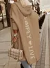 Damskie Krzyki Ties Cardigan Fashion Fashal Dasual Long Rękaw Kobiety jesienne zimowe litera wydrukowana luźna kardigan otwartego płaszcza 231007