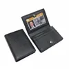 Porte-cartes en cuir véritable portefeuilles minces hommes titulaire femmes ID organisateur affaires petites cartes sacs pochette noire