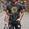 Męskie koszulki Męskie T-shirt Summer Słoneflower Słoneflower Print Graphic T Shirts Gym Fitness