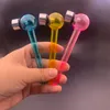 Wholesale Protable smoking pipe mini 11cm colorful Thick heady glass hand tobacco pipe for dry herb with metal screen bowl