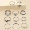 Cluster Rings 11 Pcs/Set Men Women Hollow Love Rose Ring Butterfly Flower Wave Pattern Line Winding Set Travel Accessories Souvenirs