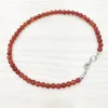 MG0146 Whole Natural Carnelian Anklet Handamde Red Agate Women's Mala Beads Anklet 4 mm Mini Gemstone Jewelry241G