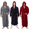 Men Lengthened Plush Shawl Bathrobe Home Clothes Kimono Flannel Robe Coat Underwear plus size for Male Dressing Gown Robes263e