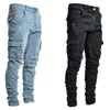 جينز الرجال سراويل القطن غير الرسمي بنطلون سراويل جينز جيب جيب جينز جينز جديد الأزياء جينز سراويل الجيوب الجيوب الجيوب شحن y012722z