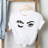 Détail Plus Taille Femmes Vêtements Designer T-shirt 2023 Été Col rond Eye Imprimer Chemises blanches à manches courtes Dames Top Bottom2924