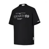 Men's T Shirts Letter Embroidery Cotton T-shirt Men Hip-hop Streetwear Cleanfit Harajuku Oversized Shirt O-Neck Tops Tees R69