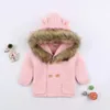 Jackets 024M Winter Baby Boys Girls Knitted Cardigan Outfits Warm Autumn Infant Kids Fur Hooded Sweaters Long Sleeve Coat 231007