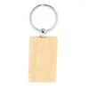 Keychains 80Pcs Blank Wooden Key Chain DIY Wood Tags Gifts Yellow Rectangle