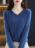 Women's Sweaters 2023 Fashion Merino Wool Cashmere Women Knitted Sweater Elegant V-Neck Long Sleeve Pullover Autumn Clothing Jumper Top