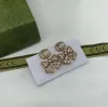 18K Altın Kaplama 925 Gümüş Lüks Marka Tasarımcıları Letters Stud Flower Geometrik Ünlü Kadınlar Yuvarlak Kristal Rhinestone Küpe Cyg2310804-3