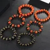 10 12 MM Breed Zwart Rood Natuursteen Kraal Armband Voor Mannen DIY Heren Kralen Armbanden Voor Vrouwen Religieuze Jewellery206K