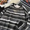 Men's Hoodies Striped Sweatshirt Spring Autumn Bottoming Shirt Ethnic Loose Retro Casual Couple Tops Round Neck Long Sleeves Pullover