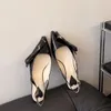 Yaz Kadın Yüksek Topuk Sandalları Yay Back Döngü Bale Ayakkabıları Sivri Tasarım Oyuncu Yay Küçük Kedi Topuk