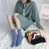 Chaussettes longues en coton pour femmes, couleur unie, couleur unie, ample, Style Preppy, respirantes, tendance, pour étudiantes