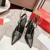 Patent Calf leather 100mm Pumps ankle strap slanted Heels pointed toe High sandals women's Luxury Designer Slip-on Evening Party fashion shoes factory footwear