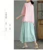 Blusas femininas chiffon estilo chinês bordado camisa roupas soltas primavera/verão 2023 o-pescoço moda topos ycmyunyan