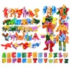 Action Toy Figures 26 GUDI English Letter Alphabet Transformation Robot Dinosaur Deformation Animal Figure Learn A Z Building Block Toys Set 231030