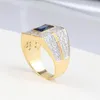 Anéis de cluster Natural Moissanite Gemstone 14k Ouro Branco e Anel para Homens Anillos de Hip Hop Bizuteria Casamento Rock Diamond Box2192