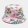 Bérets LDSLYJR 2023 coton Graffiti lettre seau chapeau mode Joker extérieur voyage casquette de soleil pour hommes et femmes 138