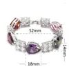 Link Bracelets SHUNXUNZE Big Wedding Charms Bracelet Jewelry & Accessories For Women Pink Peridot Purple Red Cubic Zirconia Rhodium Plated