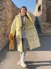 Trench da donna Foufurieux Piumino giallo chiaro Donna Inverno Lungo con cerniera Parka Cappotto coreano con tasche grandi High Street Warm