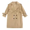 Пальто MODX, весенне-осенние плащи для маленьких девочек, двубортная куртка для одежды, однотонные топы, детская ветровка, верхняя одежда для подростков