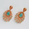 Dangle Earrings Luxury Jewelry For Women 2023 Trendy Bridesmaid Fireworks Peacock Feathers Woman Anniversary Gift Female