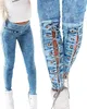 Pantaloni Jeans Y2K da donna 2023 Moda autunno Casual High Street Vita Elastica Occhiello Lace-Up Skinny Basic Versatile