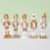 Jul Wood Home Decoration 12cm Nutcracker Puppet Soldiers for Christmas Creative Ornaments and Feative and Parry Christmas Gift