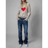 23AW Zadig Voltaire SWEATER KOBIETY Projektowne Moda Klasyczna bluza Nowa Zadig Top Miłość Wiszące wełniane Wzór Letter Około szyi skoczek zadig voltaire