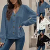 Chemisiers pour femmes, chemise tricotée confortable à la mode, boutons solides, col en V, hauts amples, Cardigan à manches longues, chemisier pour femmes, automne 2023