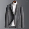 Мужские костюмы, Блейзер, осенне-зимняя корейская версия, повседневная шерстяная куртка, легкая роскошная деловая мужская облегающая одежда