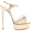 Robe chaussures élégant luxe designer femmes nuptiales sandale plate-forme talon haut cristal lanière sexy fétiche banquet chaussure plus taille 15-CHC-32