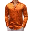 Men's Casual Shirts Luxury For Men Silk Satin Green Long Sleeve Slim Fit Male Blouses Trun Down Collar Tops Breathable Clothing