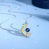 Pendants Fashion Couple S925 Silver Color Astronaut Star And Moon Personality Necklace Love Anniversary Gift X210