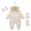 Manteau en duvet né bébé combinaison à capuche Plus velours chaud garçons Snowsuit enfant en bas âge neige costume fille coton salopette barboteuses 231007