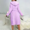 Женская одежда для сна 2023, осенний коралловый плюшевый халат с капюшоном, женский зимний утепленный мягкий ночной халат, женские большие домашние халаты