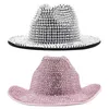 Baskenmützen für Damen, Western-Cowgirl-Hüte, Bling, breite Krempe, Cowboy-Bachelor-Party, Disco-Zubehör