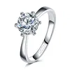 New Arrival Silver Color Classic Simple Design 6 Prong Sparkling Solitaire 1ct Zirconia Forever Wedding Ring 256H